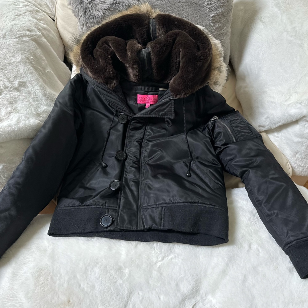 Juicy Couture faux fur hood XL parka. Worn only once! Bought new Neiman Marcus.